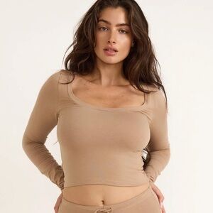 Organic Basics Everyday Scoop Neck Long Sleeve Tee Black Medium